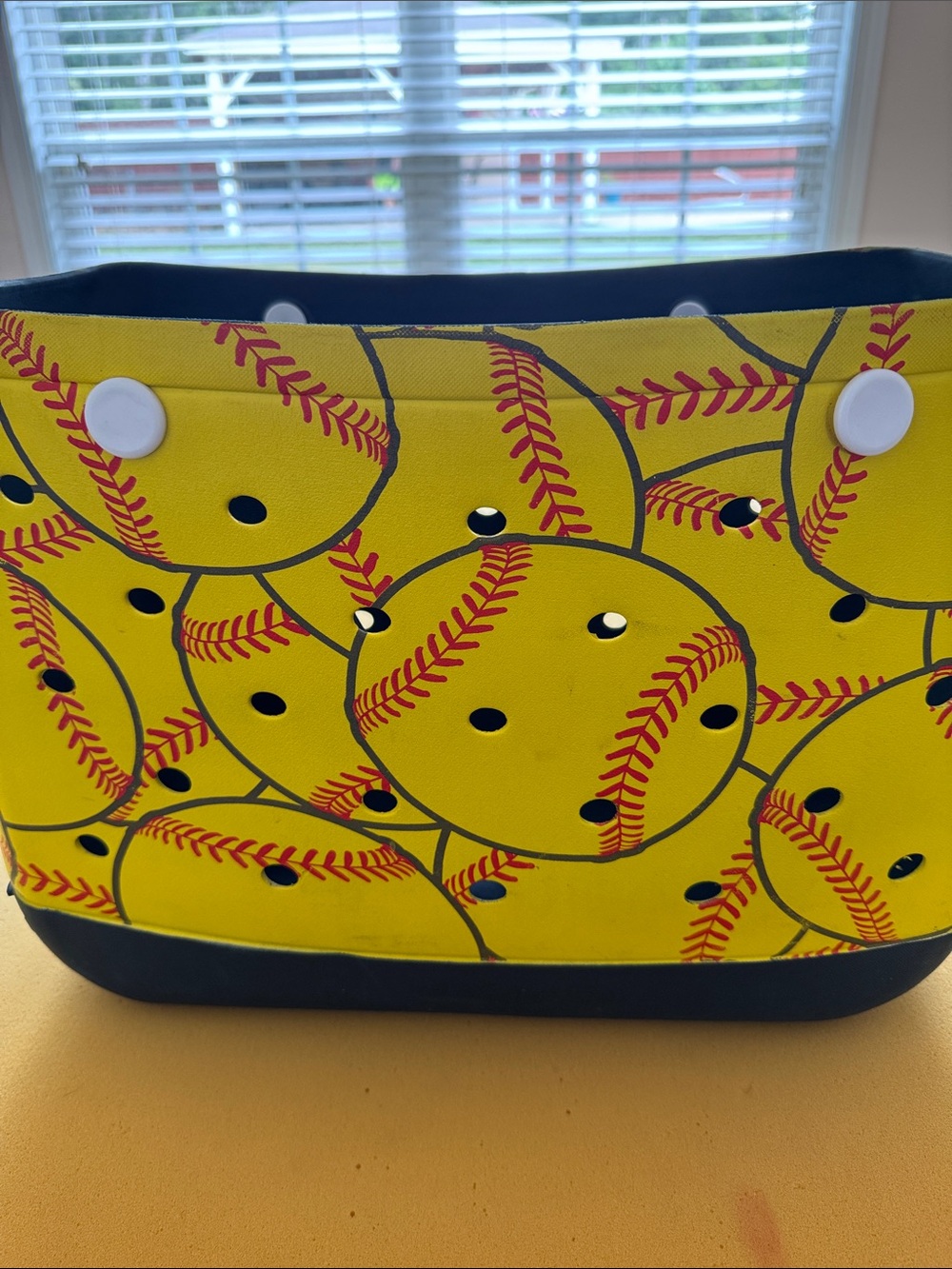 Soft Tote Bag in Yellow Softball Print